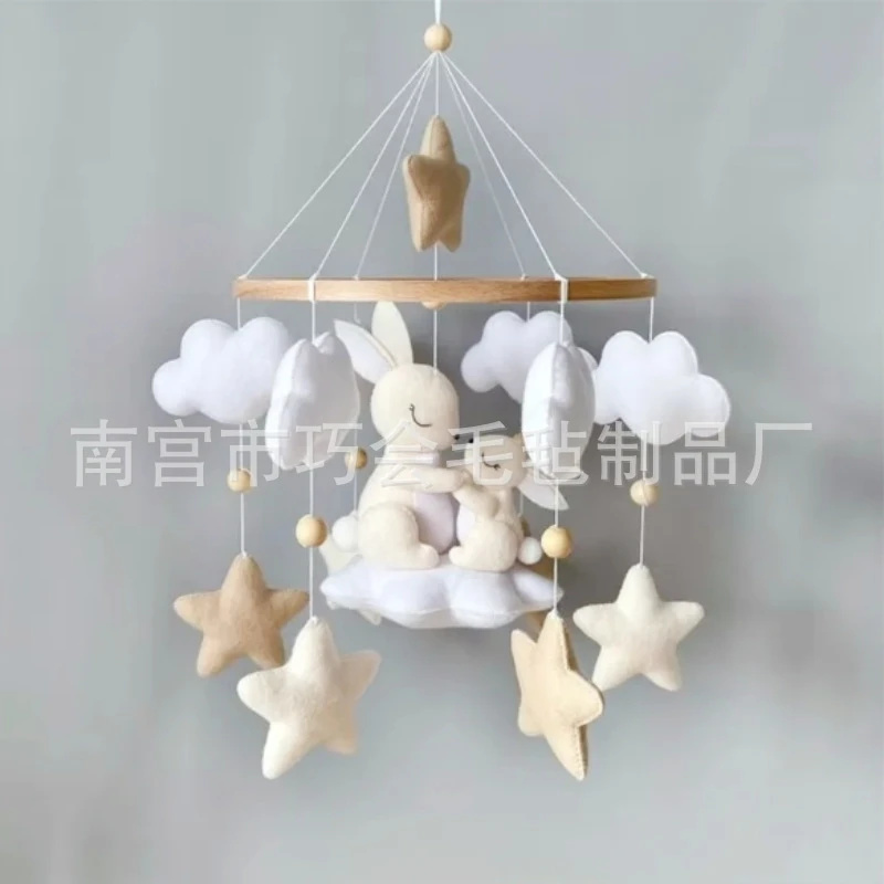 Baby Nursery Neutral - 핸드메이드 부드러운 펠트 토끼 아기 모빌,