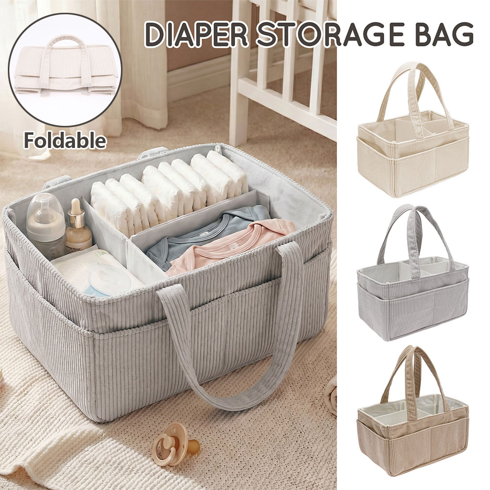 Diaper Caddy Organizer - 휴대용 아기 기저귀 정리함 부드러운 코듀로이