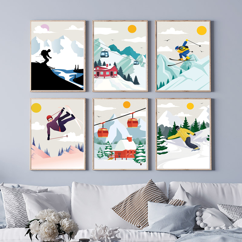 Baby Nursery Mountain Theme - 미니멀리스트 설산 캔버스 벽 장식 -