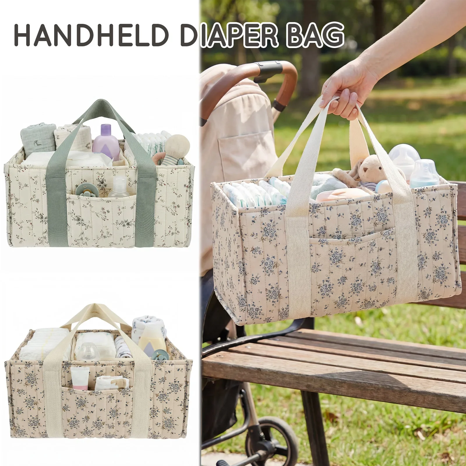 Diaper Caddy Organizer - 접이식 기저귀 정리함 꽃무늬 디자인 세련된