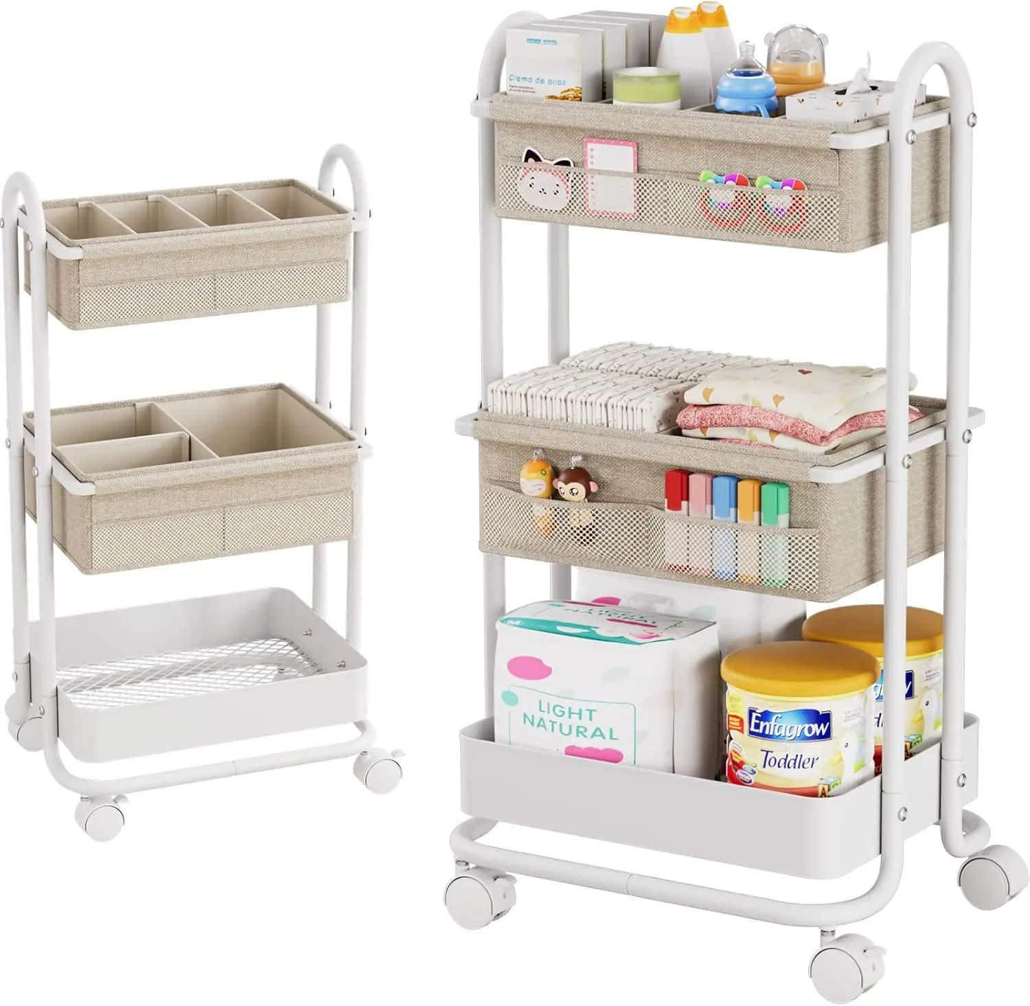 Diaper Caddy Organizer - 아기 기저귀 정리함 3단 이동식 수납