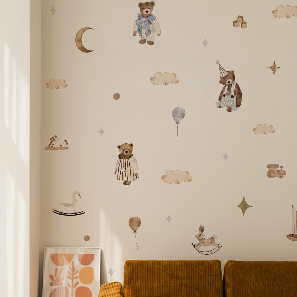 Baby Nursery Vintage Decor - 보헤미안 스타일 벽 스티커 빈티지 귀여운