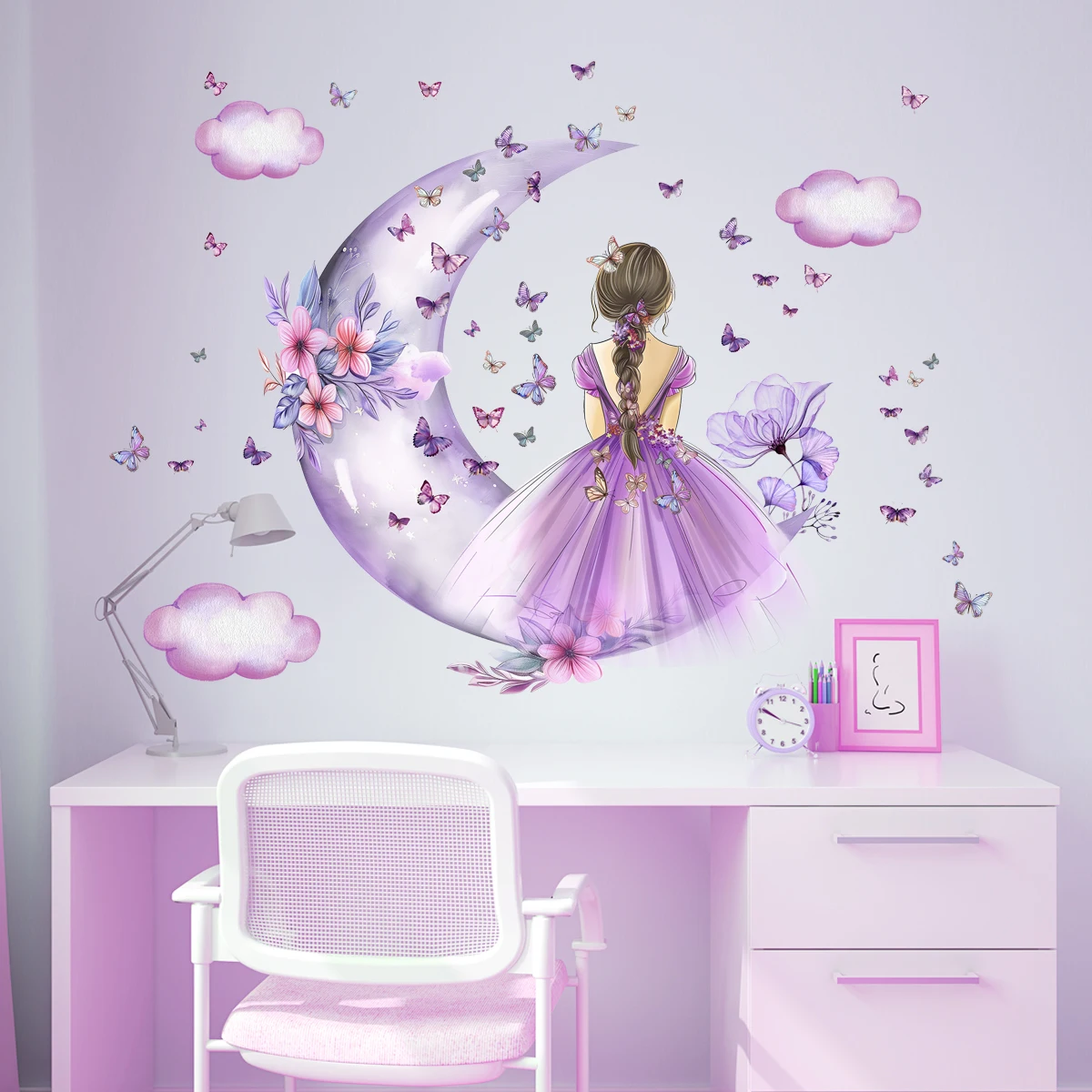 Baby Nursery Ideas Girl - 소녀 달 나비 벽 스티커 아이