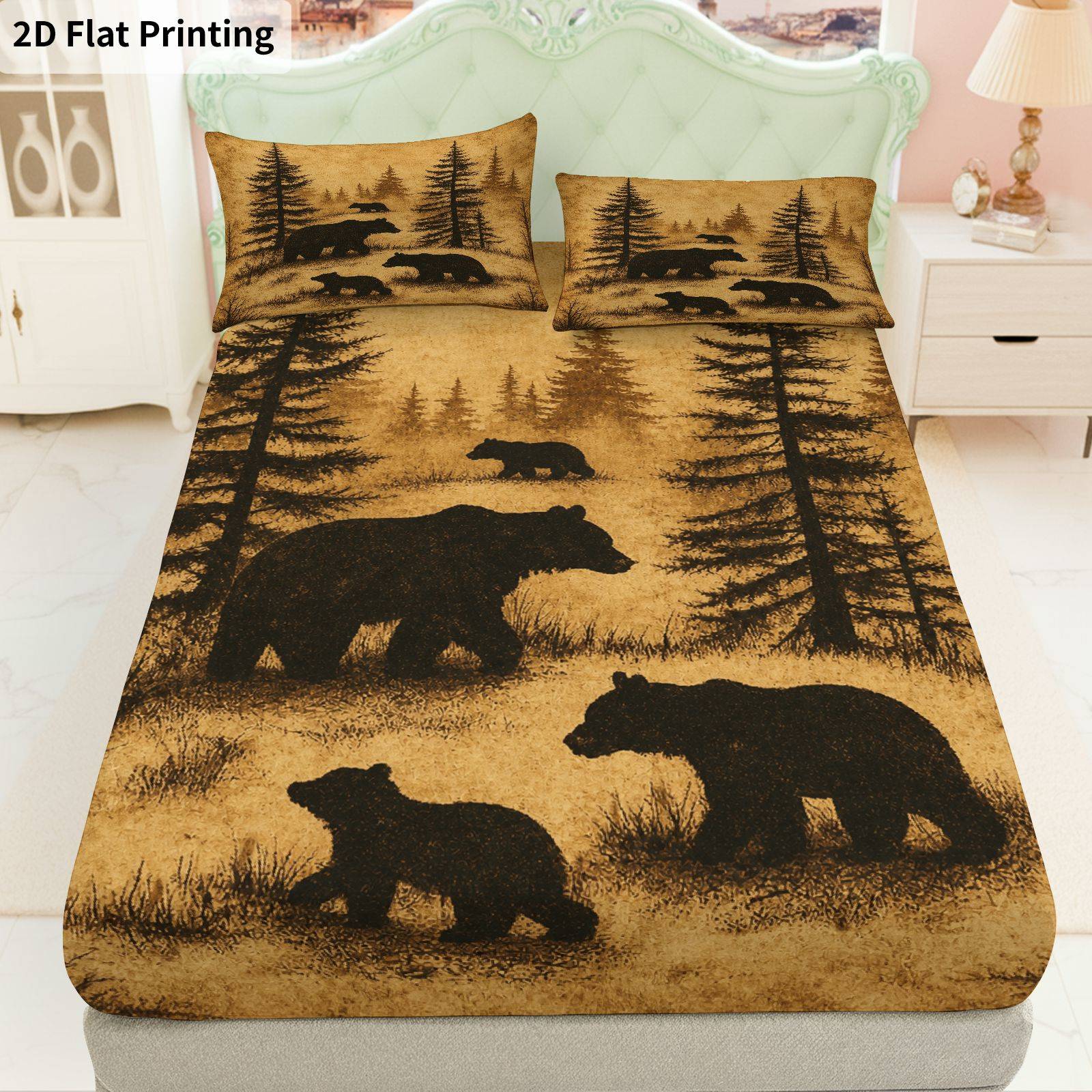 Baby Nursery Bedding Sets - 리틀 베어 포레스트 침구 세트 (프린트된