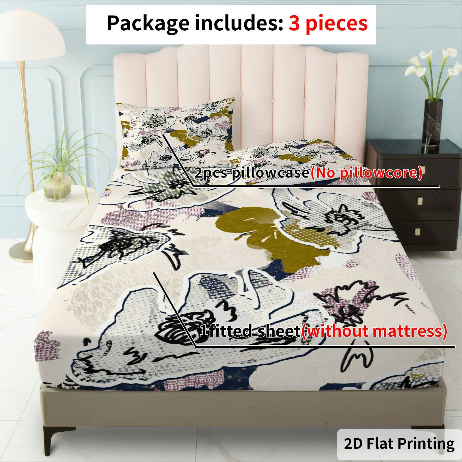 플로럴 리프 패턴 침대 시트 풀세트 프린트된 매트리스  - Baby Nursery Bedding Sets 리뷰 및 가격