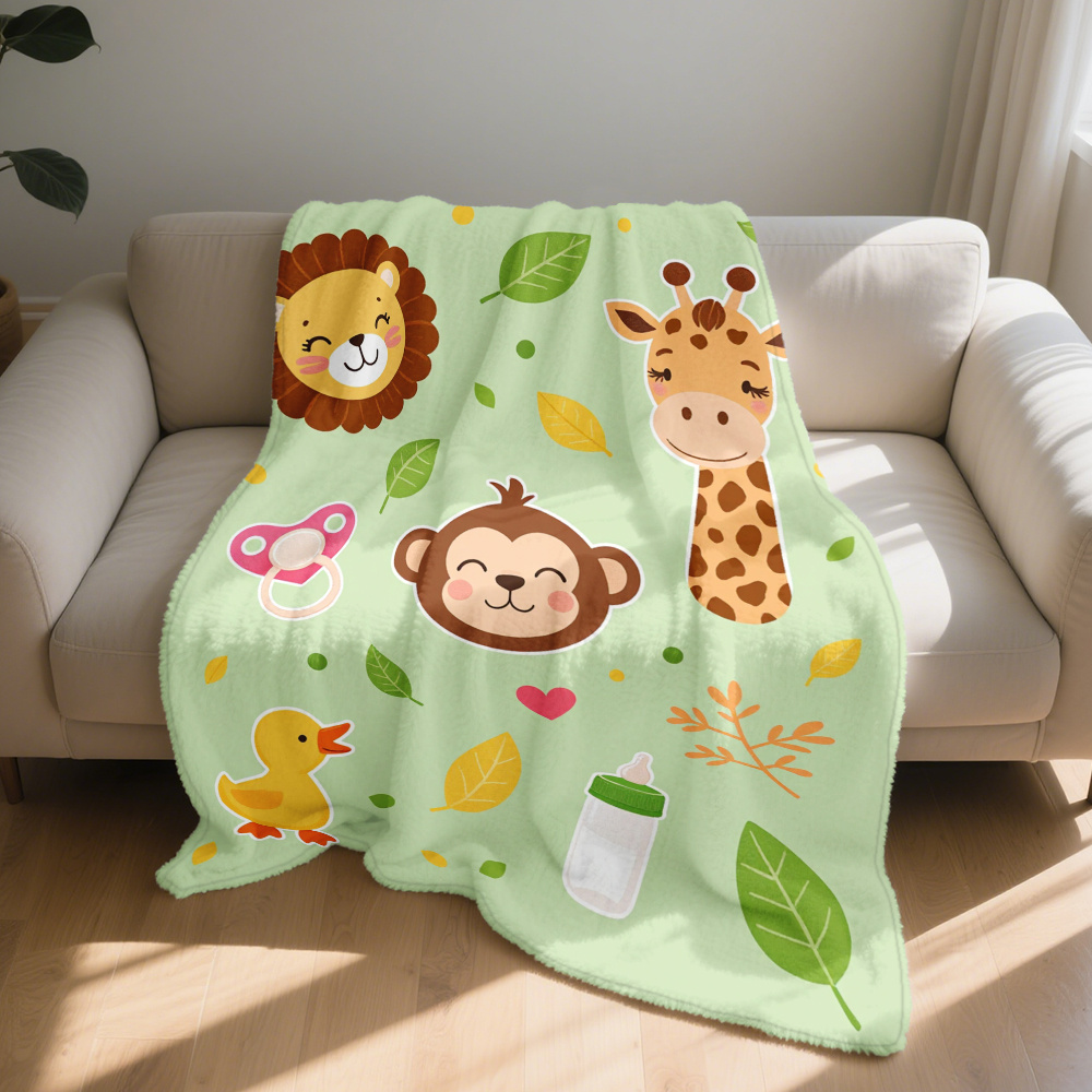 귀여운 사파리 정글 동물 프린트 담요, 아기방 장식,  - Baby Nursery Decor Boy 리뷰 및 가격