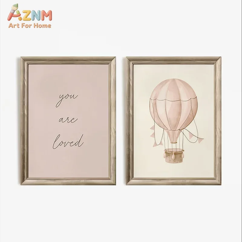 AZNM Boho Bunny 열기구 백조 벽 아트 캔버 - Baby Nursery Vintage Decor 리뷰 및 가격