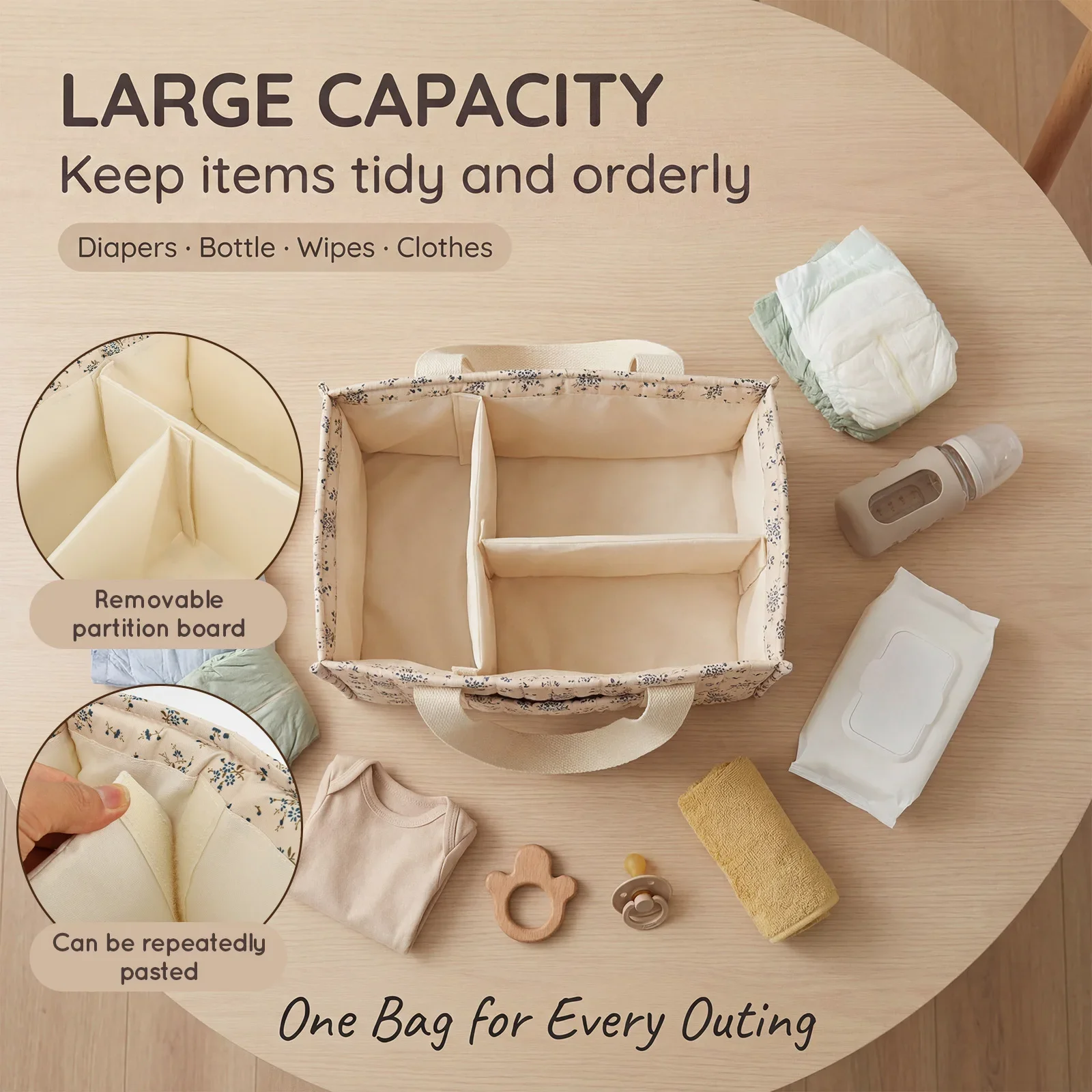 접이식 기저귀 정리함 꽃무늬 디자인 세련된 손잡이가 있 - Diaper Caddy Organizer 리뷰 및 가격
