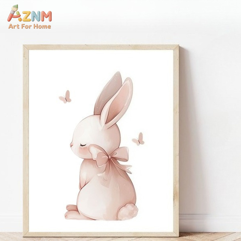 AZNM 소프트 핑크 수채화 토끼 캔버스 벽 장식 귀여 - Baby Nursery Neutral 리뷰 및 가격