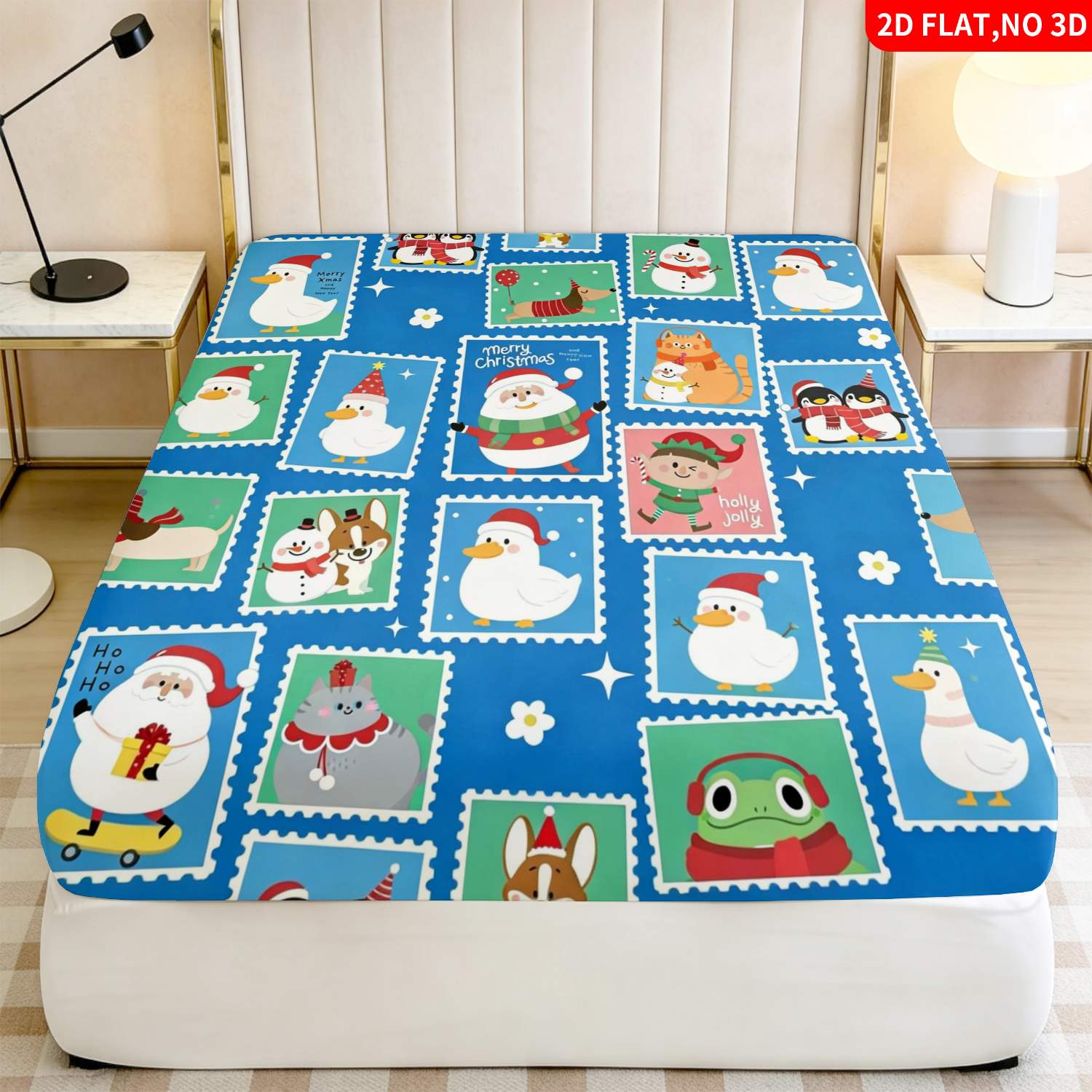 크리스마스 동물 무늬 블루 침구 세트, 매트리스 보호대 - Baby Nursery Bedding Sets 리뷰 및 가격