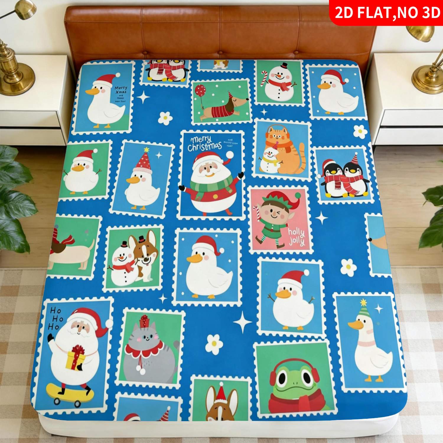 크리스마스 동물 무늬 블루 침구 세트, 매트리스 보호대 - Baby Nursery Bedding Sets 리뷰 및 가격