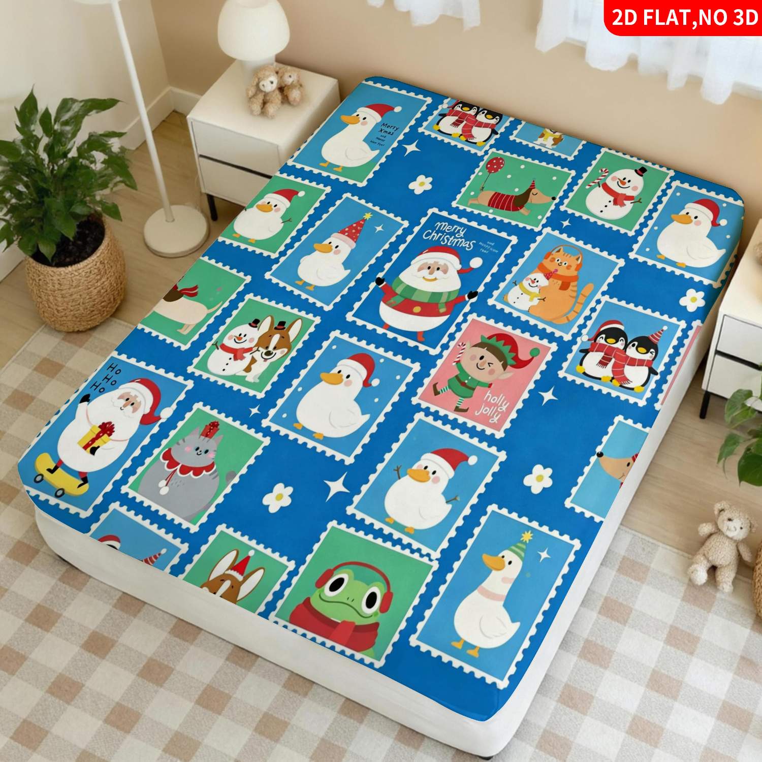 크리스마스 동물 무늬 블루 침구 세트, 매트리스 보호대 - Baby Nursery Bedding Sets 리뷰 및 가격