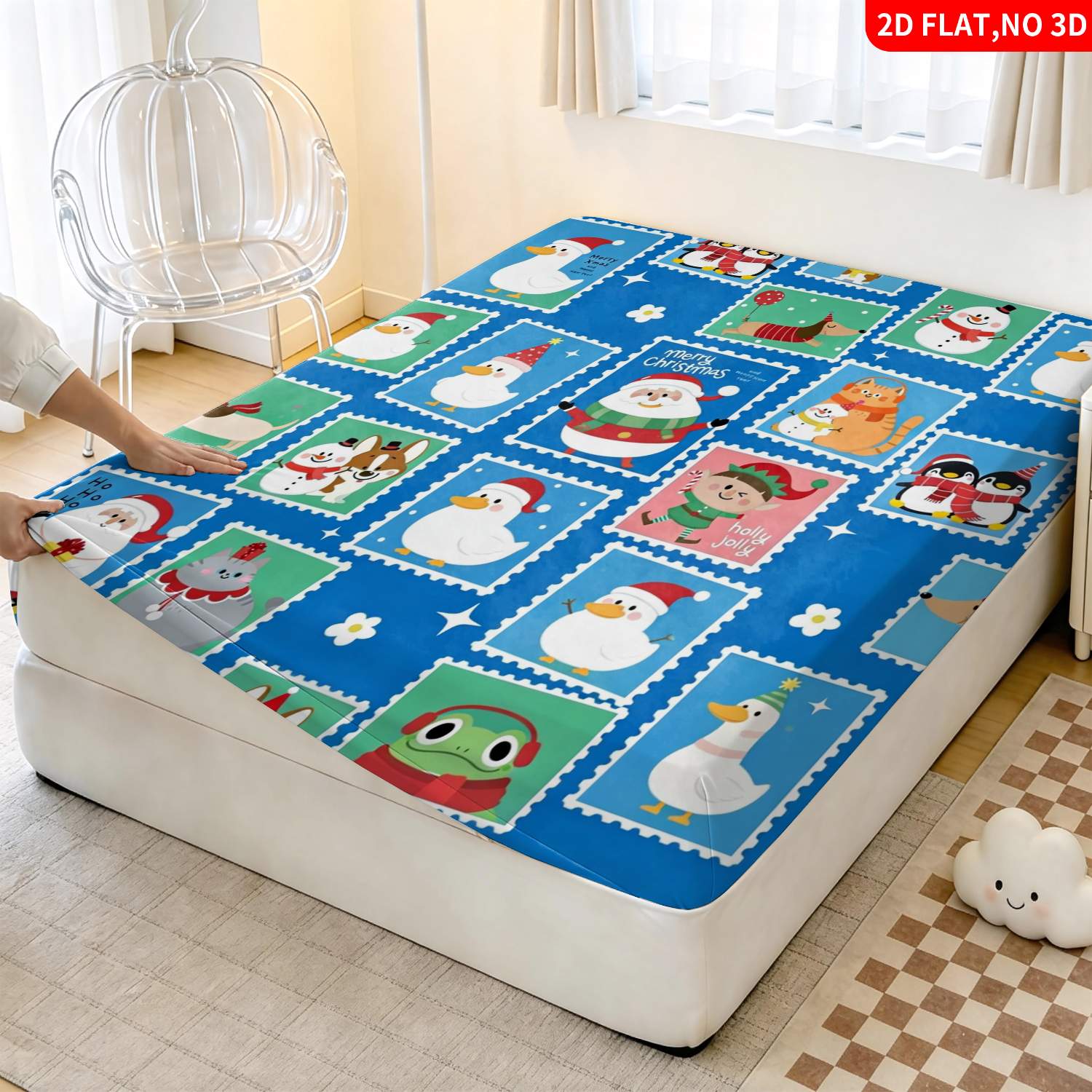 크리스마스 동물 무늬 블루 침구 세트, 매트리스 보호대 - Baby Nursery Bedding Sets 리뷰 및 가격