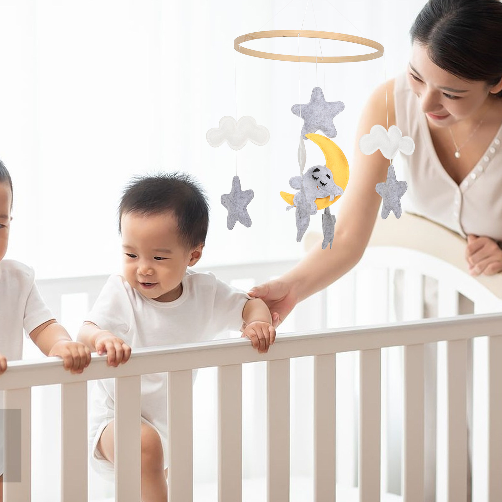 코끼리 구름 별 디자인의 펠트 동물 모빌, 아기 남아  - Baby Nursery Decor Boy 리뷰 및 가격