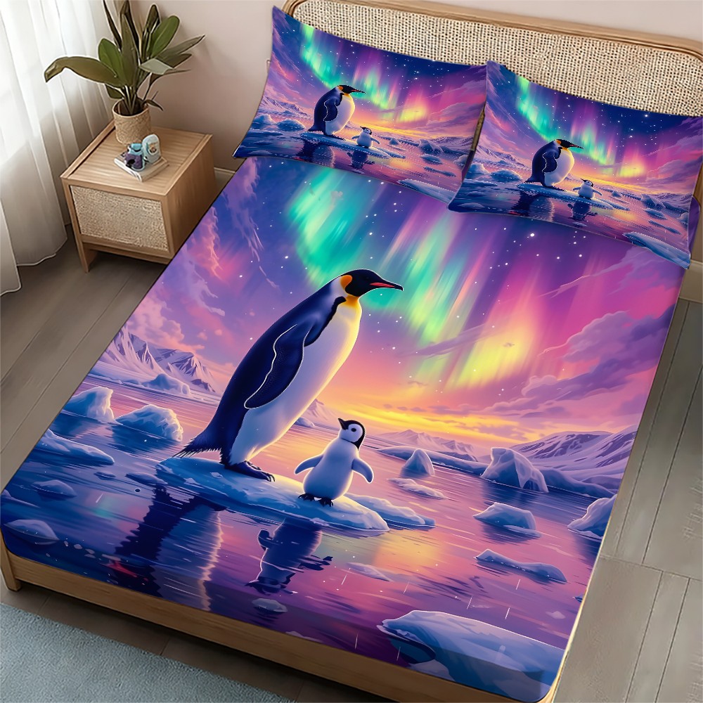 오로라 펭귄 침구 세트 3종 세트 프린트된 매트리스 커 - Baby Nursery Bedding Sets 리뷰 및 가격