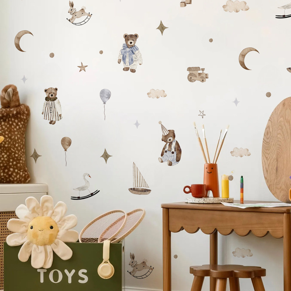 보헤미안 스타일 벽 스티커 빈티지 귀여운 테디 베이비  - Baby Nursery Vintage Decor 리뷰 및 가격