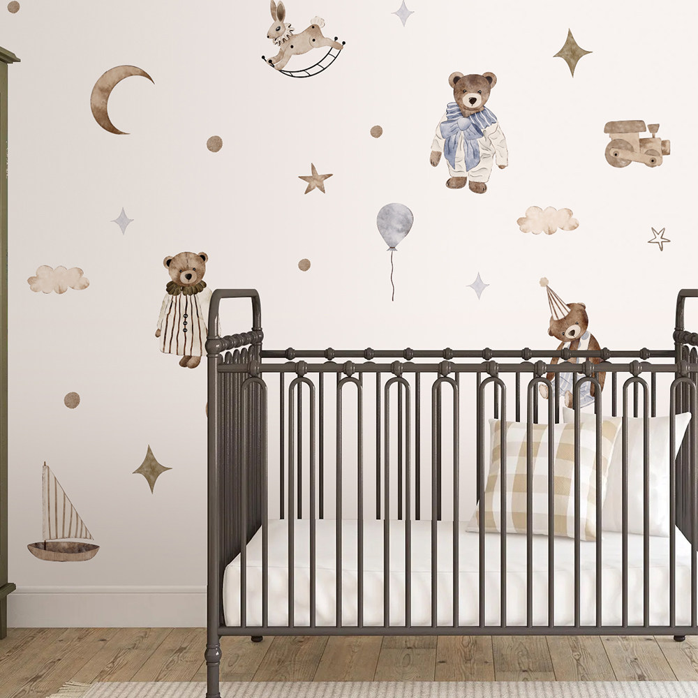 보헤미안 스타일 벽 스티커 빈티지 귀여운 테디 베이비  - Baby Nursery Vintage Decor 리뷰 및 가격