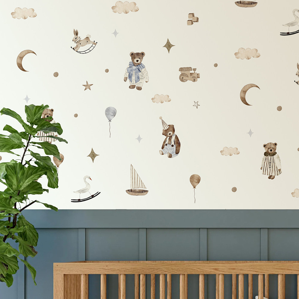 보헤미안 스타일 벽 스티커 빈티지 귀여운 테디 베이비  - Baby Nursery Vintage Decor 리뷰 및 가격