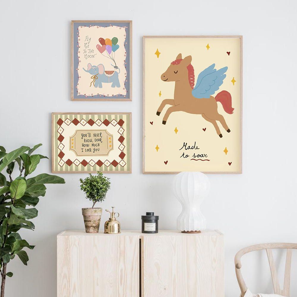 빈티지 흔들 목마 기린 코끼리 닥스훈트 보육원 프린트, - Baby Nursery Vintage Decor 리뷰 및 가격