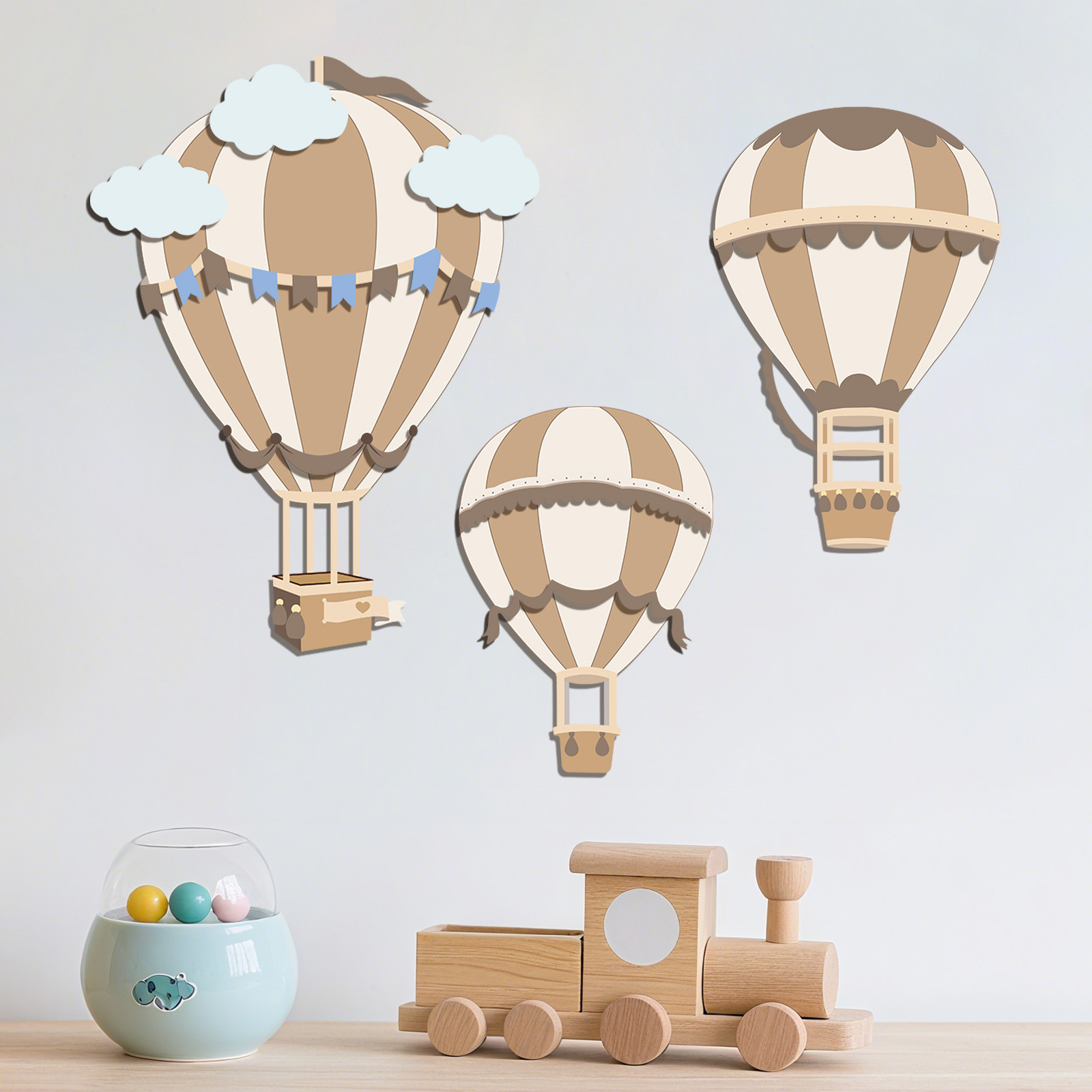 중성적인 열기구 나무 벽 장식, 3D 나무 벽 장식,  - Baby Nursery Neutral 리뷰 및 가격
