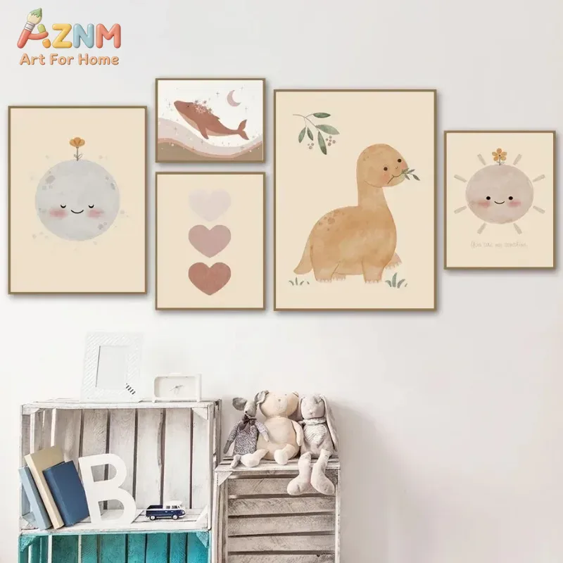 AZNM 중립 수채화 공룡 캔버스 벽 예술 아기 보육원 - Baby Nursery Neutral 리뷰 및 가격