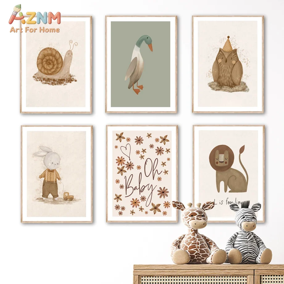 AZNM 중성 아기 동물 캔버스 벽 장식 보헤미안 스타 - Baby Nursery Neutral 리뷰 및 가격
