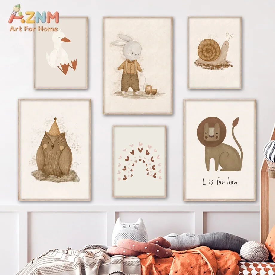 AZNM 중성 아기 동물 캔버스 벽 장식 보헤미안 스타 - Baby Nursery Neutral 리뷰 및 가격