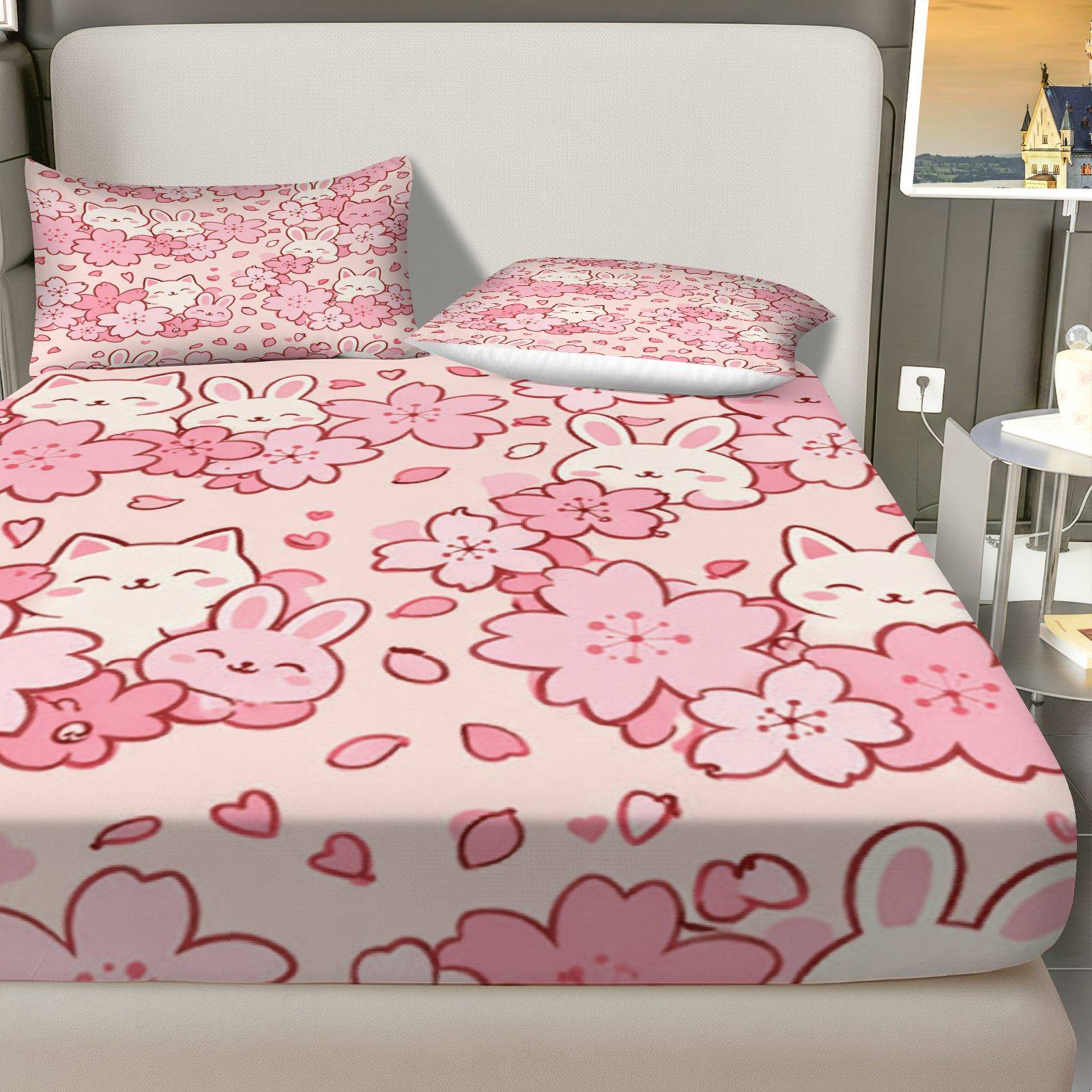 사쿠라 토끼 고양이 침구 세트, 통기성 폴리에스터 소재 - Baby Nursery Bedding Sets 리뷰 및 가격