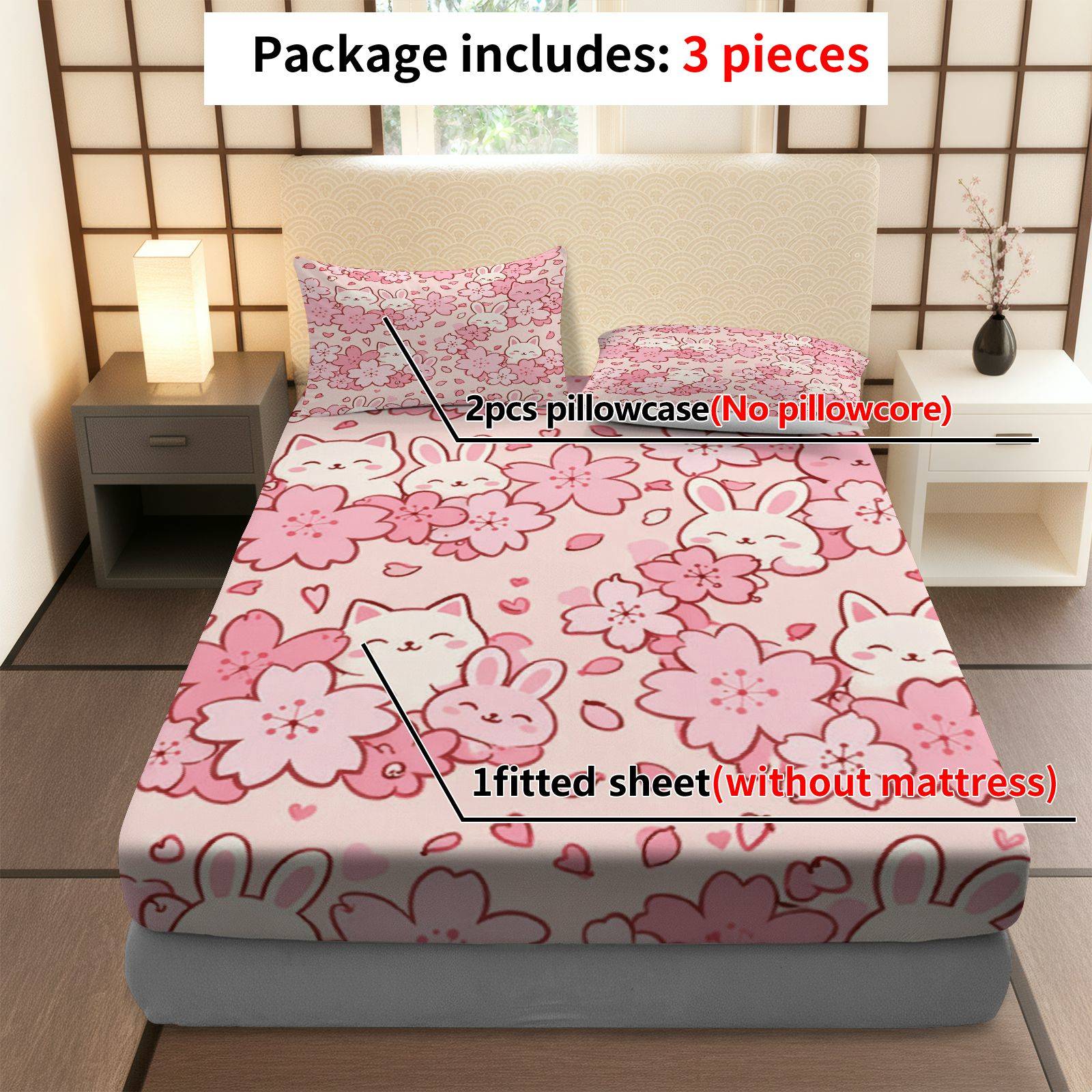 사쿠라 토끼 고양이 침구 세트, 통기성 폴리에스터 소재 - Baby Nursery Bedding Sets 리뷰 및 가격
