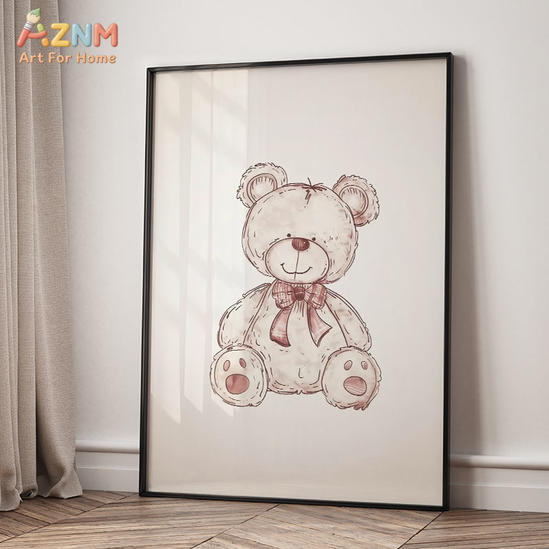 AZNM 빈티지 아기 장난감 캔버스 벽 장식 테디베어  - Baby Nursery Vintage Decor 리뷰 및 가격