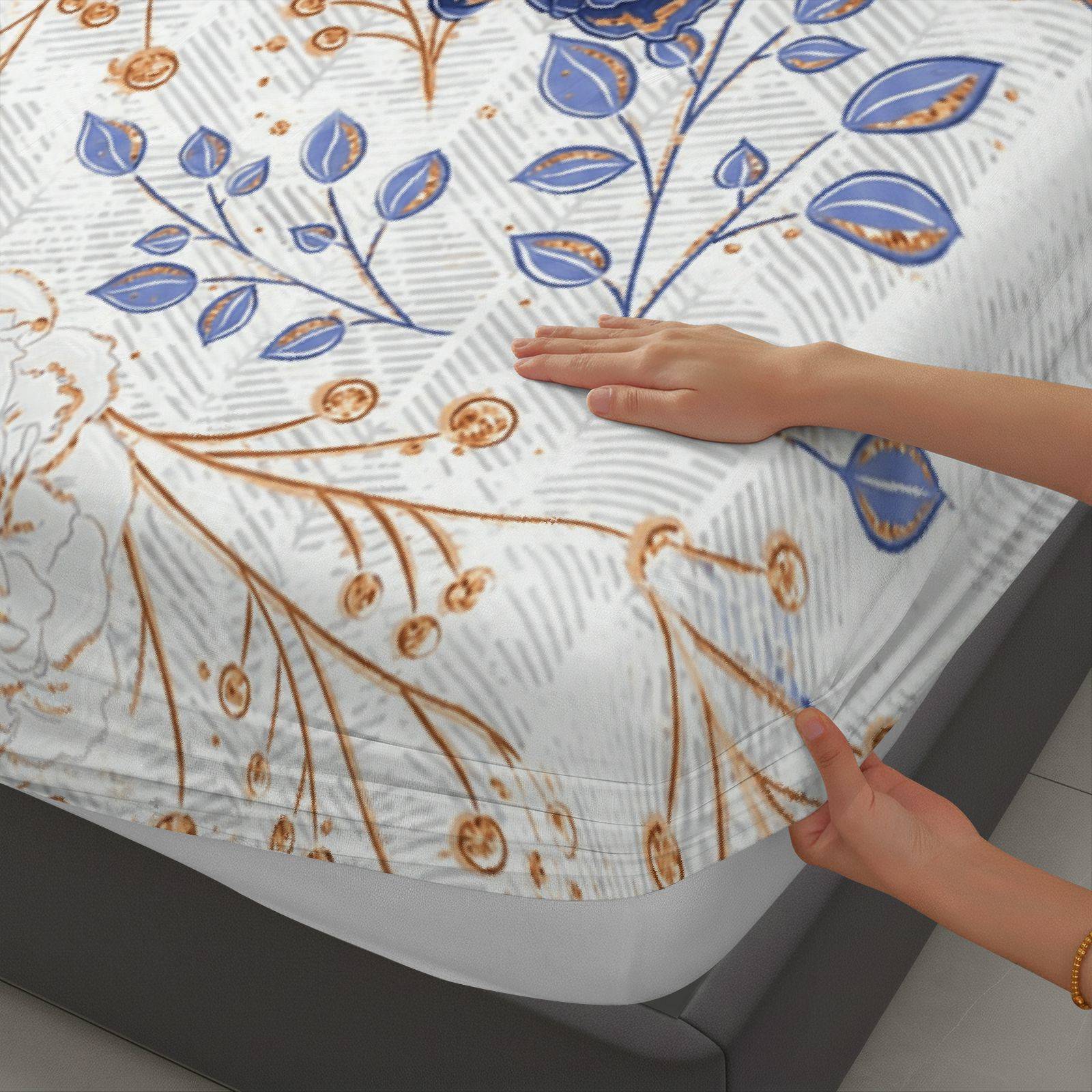 3피스 블루 플로럴 피티드 시트 세트 침대 시트 풀세트 - Baby Nursery Bedding Sets 리뷰 및 가격