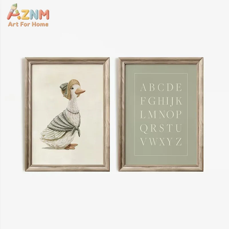AZNM 빈티지 피터 래빗 제미마 퍼들덕 벽 아트 캔버 - Baby Nursery Vintage Decor 리뷰 및 가격