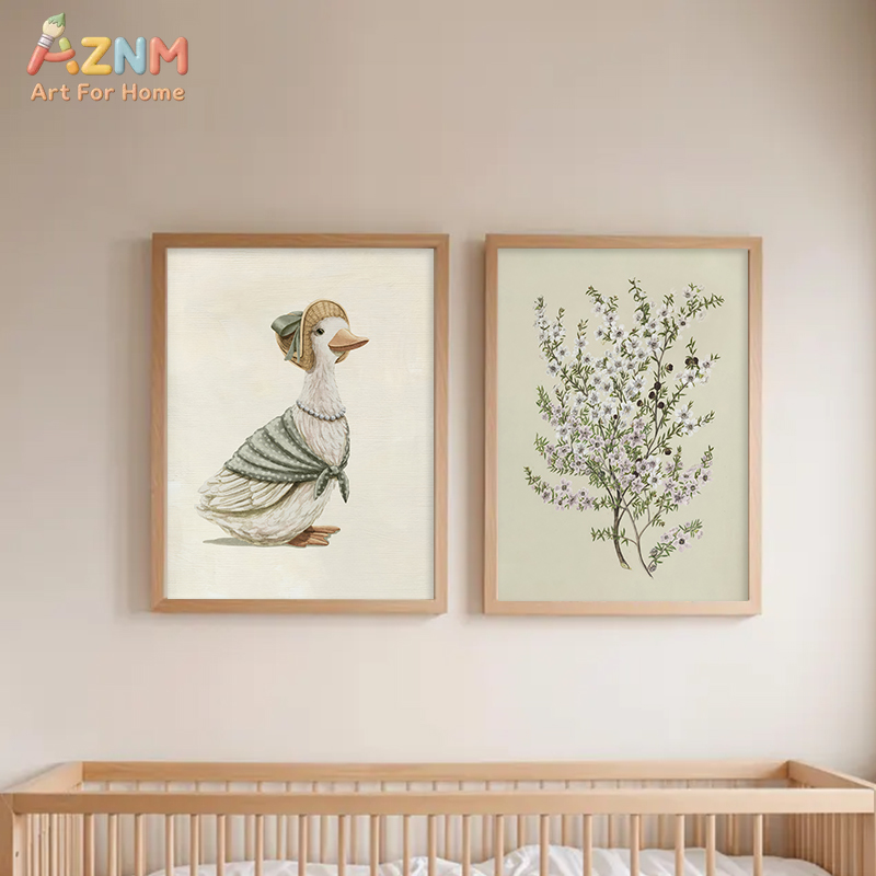 AZNM 빈티지 피터 래빗 제미마 퍼들덕 벽 아트 캔버 - Baby Nursery Vintage Decor 리뷰 및 가격